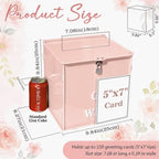 AerWo Blush Pink Wedding Card Box, Acrylic Gift Card Box for Wedding Decor - Image 2
