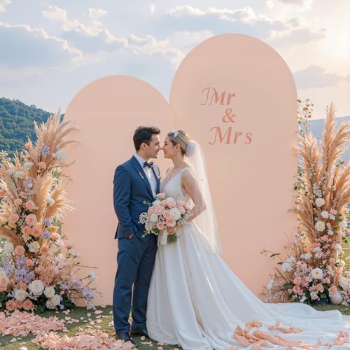 Nude Arch Covers Set of 2-7.2 and 6ft Nude Arch Backdrop Cover Spandex Wedding Balloon Arch Stand Covers for Baby Shower Birthday Party Bridal Shower Photo Arch Covers Stretchy Backdrop - Image 4