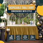 Exquisite Gold Table Skirt 12 Pack - Disposable Plastic Table Skirts for Rectangle Tables 6ft 8ft & Round Tables - 29in x 14ft Self-Adhesive Strip - Birthday Wedding Gender Reveal Decor - Image 6