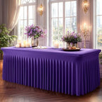 2 Packs Purple Spandex Table Covers 6 Foot, Fitted Stretch Table Cloth with Skirts 72x30 Inch, Wrinkle-Free Floor Length Rectangle Tablecloths for Trade Show Weddings Parties Banquets Events - Image 4