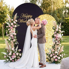 SaitiMade Set of 2 Black and Gold Sequin Arch Backdrop Cover (7.2 & 6 FT) - Image 6