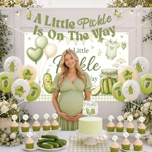 Pickle Baby Shower Party Decorations A Little Pickle is on the Way Backdrop - Image 4