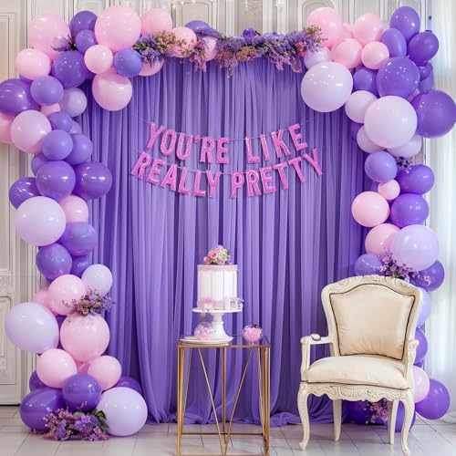 20ft x 10ft Purple Backdrop Curtains, Wrinkle-Free Sheer Chiffon Fabric Photo Backdrop Drapes for Wedding Arch Party Ceremony Stage Photography Decorations - Image 4