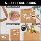 EUSOAR Gift Wrap Bags in Bulk, 12 Pack 8.6x3.9x7 inches Small Kraft Paper Bags with Handles, Heavy Duty Bags for Grocery, Boutique, Retail, Business, Party Favors, Baby Showers, Birthdays, Wedding - Image 3