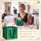 Windyun 50 Pcs Mini Paper Gift Bags with Handle 6 x 6 x 6'' Square Small Favor Bag with DIY Thank You Tag for Christmas Birthday Wedding Bridal Shower Bridesmaid Graduation Party - Image 4