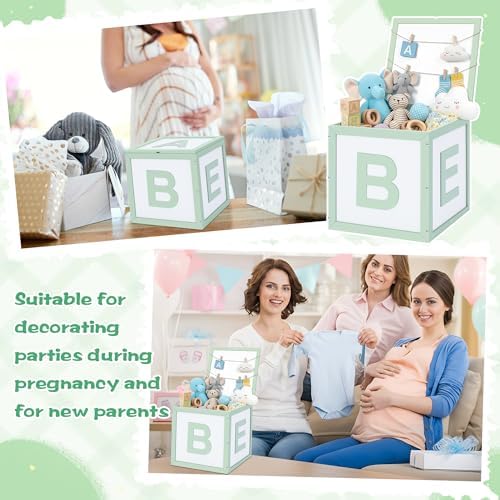 Novabright Wooden Baby Shower Box, ABC Letters Gift Chest Decor, Sage Green - Image 6