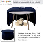 Fitted Navy Spandex Table Skirts for Wedding Party,60 Inch Round,6 Pack - Image 4