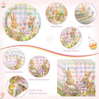 Ceenna 452 Pcs Easter Party Supplies for 50 Guest, Pastel Easter Bunny Paper Plates Napkins Cups Tablecloth Cutlery Straw Disposable Tableware for Rabbit Baby Shower Wedding Birthday Party Decoration - Image 2