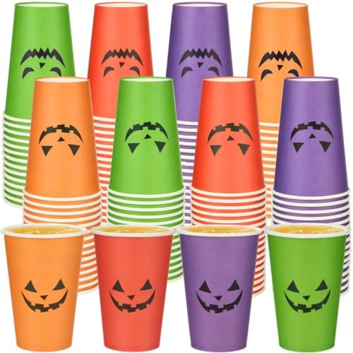 Funnymoom 120 Pcs Halloween Party Cups 12 oz Disposable Pumpkin Paper Cups by Funnymoom