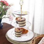 fanquare 3 Tier Pink Rose Porcelain Round Cupcake Stand - Image 2