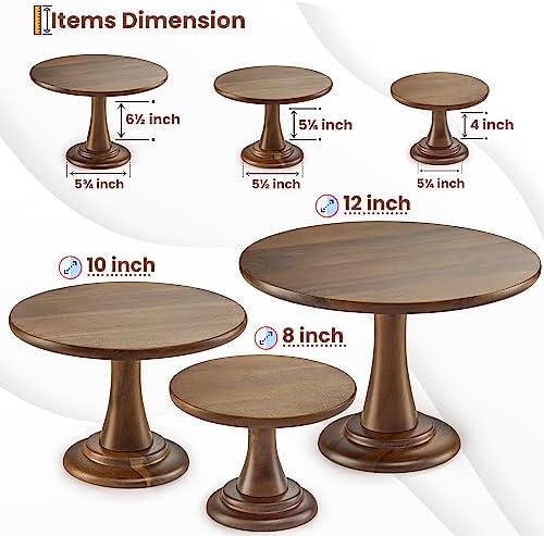Tidita Set of 3 Size Wood Cake Stand Set, Easy To Assemble, Removable Tray - Image 2