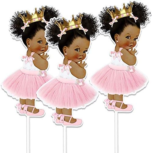 African American Little Princess Centerpieces, Baby Shower Table Decoration by ArtPaperWonders