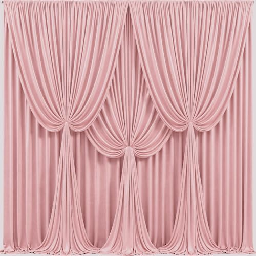 40x10FT Dusty Rose Backdrop Curtains for Wedding Parties, Wrinkle Free Polyester Photography Backdrop Drapes for Baby Shower Birthday Parties Stage Background Stand Decorations 4x10ft,10 Panels by Partisky
