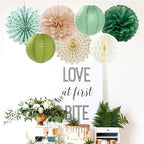 Hanging Paper Fans 5set Lantern Tissue Pom Poms for Wedding Baby Bridal Shower Birthday Party Decoration for Weddings Birthdays(Black) - Image 4