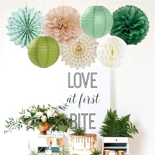 Hanging Paper Fans 5set Lantern Tissue Pom Poms for Wedding Baby Bridal Shower Birthday Party Decoration for Weddings Birthdays(Black) - Image 4