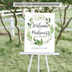 Andaz Press Personalized Large Canvas Guestbook Alternative, 16 x 20 Inches, Watercolor Leaf Foliage Wreath, Custom Baby Shower Welcome Sign for Greenery Baby Sprinkle - Image 6