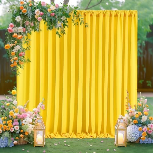 Yellow Backdrop Curtains 10ftx10ft Birthday Polyester Photo Drapes by SoarDream