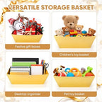 10 Pack Gold Gift Baskets Empty, 10x8x3.5" Thick Paper Basket with 10 Clear Bags and 10 Gold Bows, Empty Gift Baskets for Christmas Valentine Easter Birthday Anniversary Luxury Wrapping - Image 6