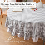 Grey White Gingham Tablecloth Round Dia.90 - Image 4