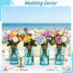 6 Pack Mason Jar Vases for Centerpieces, Aqua Blue Glass Flower Vase - Image 6