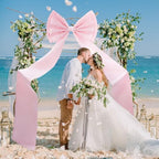 Giant Bow Decoration, 75x18 Inch Big Bows for Backdrop, Large Satin Ribbon Tie Bow for Wedding Engagement Baby Shower Bridal Christmas Birthday Party Wall Decor (Pink) - Image 5