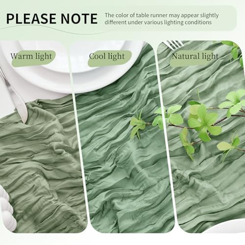 20 Pack Sage Green Cheesecloth Table Runner, 17x108 Inch Semi Sheer Boho Gauze Cheese Cloth Fabric Table Runners for Wedding Party Baby Shower Birthday Garden Farmhouse Table Decor - Image 6
