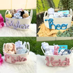 Personalized Baby Name Basket Cotton Rope Basket Diaper Caddy Custom Cotton Rope Room Shelf Storage Basket, Baby Stuff Organizer Storage Bin, Decorative Round Bin for Nursery Bedroom Bathroom(Style A) - Image 7