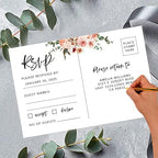 Andaz Press 56-Pack Personalized RSVP Postcards for Wedding Neutral Coral Florals Cardstock Response Reply Cards for Bridal Shower Baby Shower Birthday Event Custom Date and Return Address 4 x 6-Inch - Image 2