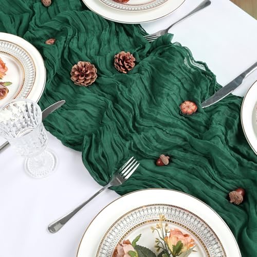 16 Pack 23 x 120 Inch Emerald Green Table Runner 10Ft Cheesecloth - Image 4