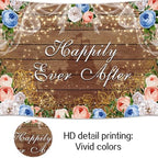 20x10ft Happily Ever After Backdrop Castle Princess Boho Wood Floral Wedding Party Background White Blue Golden Rose Bridal Shower Retirement Party Decorations Banner Photo Props - Image 6