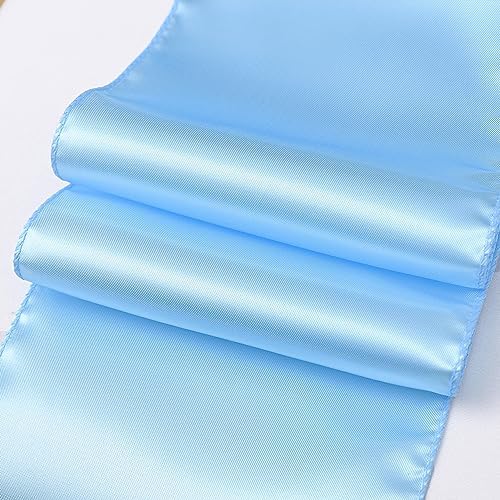 Pack of 50 Satin Baby Blue Chair Sashes Bows 7 X 108 Inch Universal Gold Chair Ribbons for Wedding Ceremony Party Banquet Event Chair Decorations - Baby Blue Chair Sashes 50 Pack - Image 5