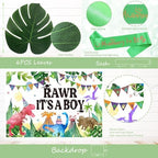 Hombae Dinosaur Baby Shower Decorations for Boy, Dino Themed Baby Shower Decorations, Rawr It’s a Boy Party Supplies Backdrop Balloon Banner Box Cake Cupcake Topper Mummy To Be Sash Green Gold - Image 5
