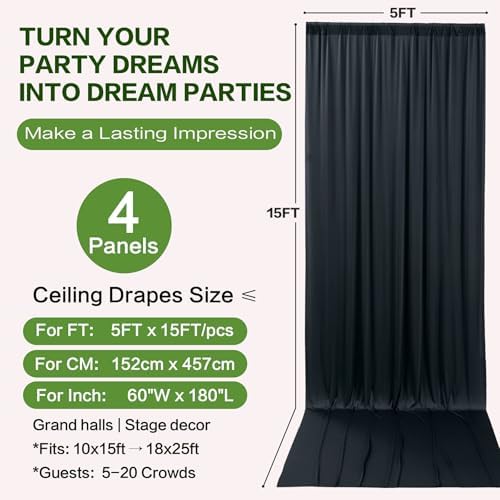 20ft×15ft Black Backdrop Curtain for Wedding Parties - Image 6