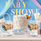 Teenyyou 43 Pcs Baby Shower Game Prizes for Winner Bamboo Cheese Board Spoon Plaid Towel Artificial Eucalyptus Stems Thank You Tag Card Gift Bag for Guest Baby Bridal Shower Wedding Favors(Babysuit) - Image 5