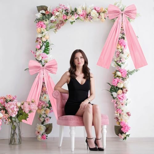 6 Pack Oversized Pink Bows for Wall Decor – 17x39 Inch Coquette Ribbon Bows for Birthday Backdrop, Girls Room, Party & Aesthetic Home Decorations - Image 6