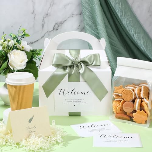 Maitys 24 Set Welcome Boxes for Wedding Guests 9x6x6 Gable Boxes Sage Green - Image 4