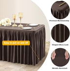 Wish Care Brown Polyester Table Clothes for 6 Foot Rectangle Tables, Wrinkle Free Fitted Table Cover with Pleated Ruffle Table Skirt for Birthday Party Wedding Trade Show Event Display - Image 7