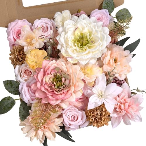 Artificial Flower Box Set Faux Flowers Fake Roses with Stems for DIY by SownwithAwe