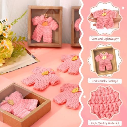 LemonRoad 15 Pcs Baby Shower Favors for Boy or Girl Baby Shower Prizes for Guests Sweater Refrigerator Magnet with Box Coat Hangers Acrylic Feet for Thank You Gifts Gender Reveal Baptism Party(Pink) - Image 3