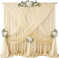 40ft x 10ft Champagne Backdrop Curtains, Wrinkle-Free Sheer Chiffon Fabric Photo Backdrop Drapes for Wedding Arch Party Ceremony Stage Photography Decorations by WishCare