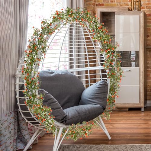 2 Pcs 5.8ft Artificial Baby Breath Flower Vines, Babys Breath Artificial Flowers Real Touch Faux Gypsophila Hanging Fake Baby's Breath Garlands for Wedding and Baby Shower Decor(Red-Orange - Image 6