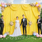20ft x 12ft Yellow Backdrop Curtains Wrinkle Free Backdrop Curtain for Wedding Parties Yellow Fabric Backdrops Drapes Back Drop Cloth Bridal Shower Stage Curtains Wedding Decorations for Reception - Image 3