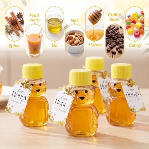 50 Pack Mini Honey Jars Party Favors, 2 Oz Plastic Small Bear Honey Bottles - Image 6