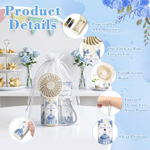 50pcs Blue Quinceanera Mini Handheld Fans for Sweet 15 Birthday Party Favor - Image 4