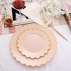 LIYH 60 Pcs Pink Plastic Plates with Gold Rim for Bridal Shower & Party - Image 2