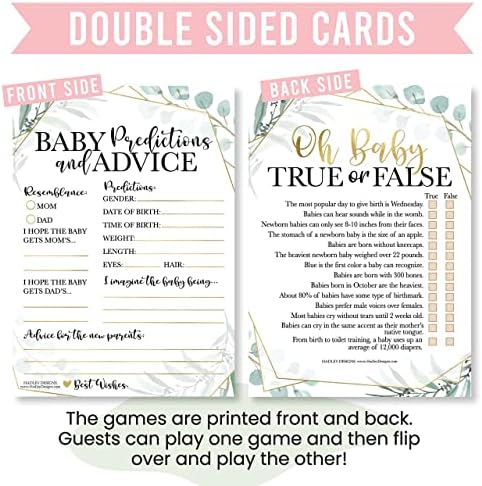 Hadley Designs 50 Greenery Baby Prediction And Advice Cards, Trivia Games, etc, 25 Love or Labor, Boobs Or Baby Butts Game - 6 Double Sided Cards Baby Shower Games Funny, Baby Shower Party Supplies - Image 6