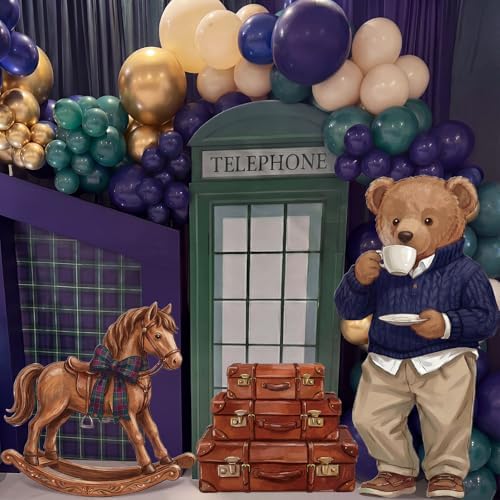 Novabright 3 Pcs Equestrian Bear Party Stands, Rocking Horse Suitcase Bear - Image 5
