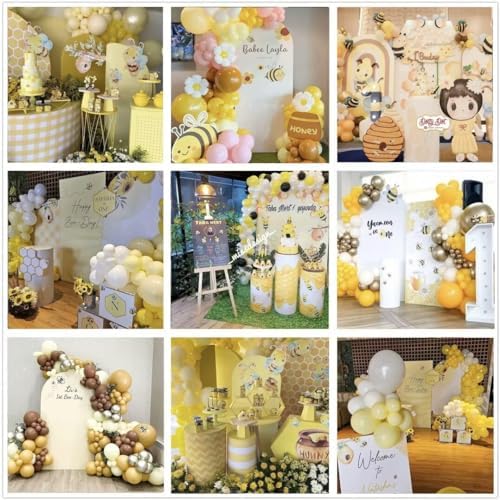 Honeycomb Arched Fabric Backdrop Covers Honey Bee Theme Arch Stand Cover for Baby Shower Birthday Decoration(Only Cover) - Image 4