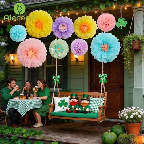 Alecono 9 Pcs Giant Paper Flowers, Extra Large Handcrafted Tissue Paper Flowers Decorations for Wall, Crepe Floral for Mexican Fiesta, Wedding Backdrop, Bridal Shower Birthday Party Decor(24"20"14") - Image 7