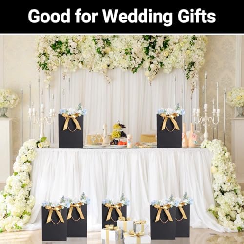 EUSOAR Black Kraft Gift Paper Bags with Bow Ribbon Handle, 50pcs 7.8"x3.9"x11" for Wedding, Bridal Shower, Baby Shower, Birthday, Anniversary - Image 6